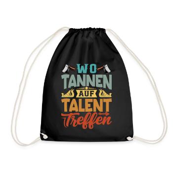 Retro Förster Waldarbeiter Spruch - Tanne - Turnbeutel - Schwarz - Vorne