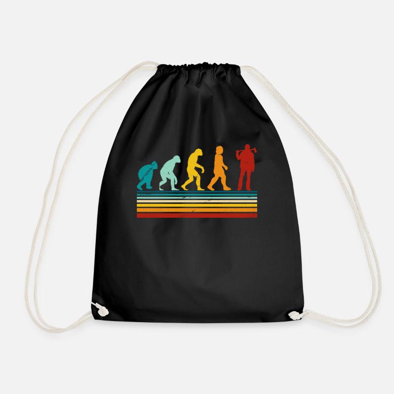 Retro Evolution Lumberjack - Wood Chipper - Drawstring Bag - black