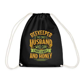 Funny Beekeeper Spruch - Gatte und Ehemann - Turnbeutel - Schwarz - Vorne