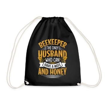 Funny Beekeeper Spruch - Gatte und Ehemann - Turnbeutel - Schwarz - Vorne