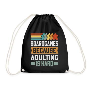 Board Games - Because Adulting Is Hard - Drawstring Bag - black - Front