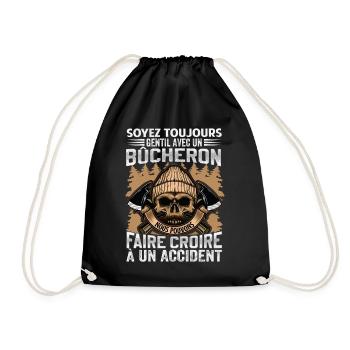 Be Nice To A Woodcutter - Lumberjack Saying - Drawstring Bag - black - Front