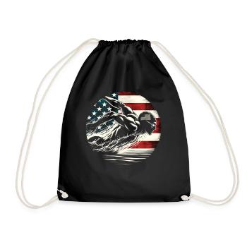 Schwimmen USA Flagge Mann Schwimmer - Swim - Turnbeutel - Schwarz - Vorne