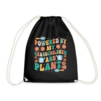 Powered by Grandchildren And Plants Design - Drawstring Bag - black - Front