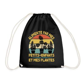 Powered by Grandchildren And Plants Design - Drawstring Bag - black - Front