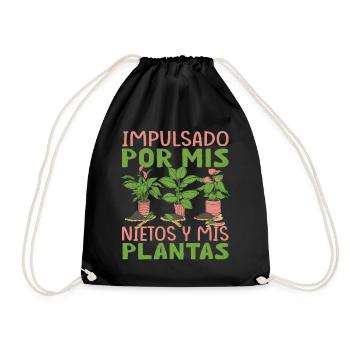 Powered by Grandchildren And Plants Design - Drawstring Bag - black - Front