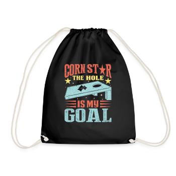 Cornhole enthusiast cornhole tournament outfit - Drawstring Bag - black - Front