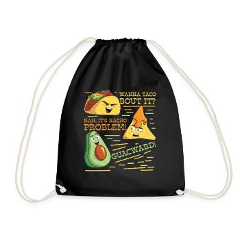Funny Saying Taco Nacho Avocado Humor Funny - Drawstring Bag - black - Front