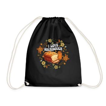 Sourdough Baker Flower Wreath - Drawstring Bag - black - Front