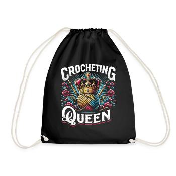 Crocheteuse au crochet Crochet Queen Lady Girl - Sac de sport léger - noir - Devant