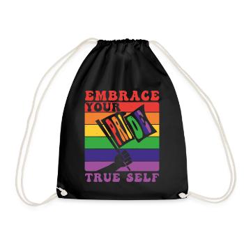 Embrace your true self Pride LGBTQ Flagge - Turnbeutel - Schwarz - Vorne