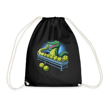 Crocodile Pickleball Factory Funny Pickleball - Drawstring Bag - black - Front