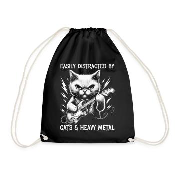Chat Heavy Metal Musique Dire Humour Drôle - Sac de sport léger - noir - Devant