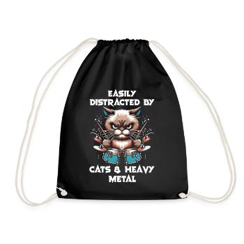 Chat Heavy Metal Musique Dire Humour Drôle - Sac de sport léger - noir - Devant