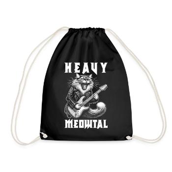Heavy Metal Katze Musik Humor lustige Geschenkidee - Turnbeutel - Schwarz - Vorne