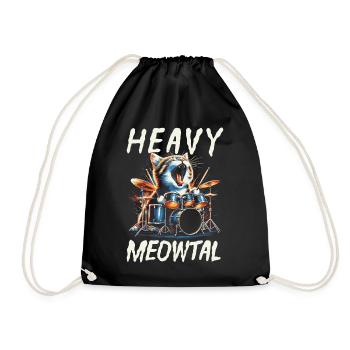 Heavy Metal Katze Musik Humor lustige Geschenkidee - Turnbeutel - Schwarz - Vorne