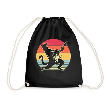 Rock Musik Katze Lustig Humor Geschenkidee - Turnbeutel - Schwarz - Vorne