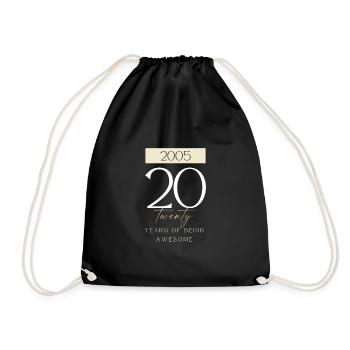 20th Birthday years of being awesome 2005 Gift - Drawstring Bag - black - Front