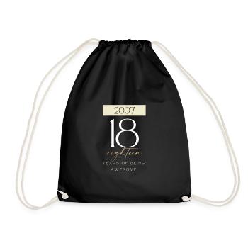 18 Birthday years of being awesome 2007 Gift - Drawstring Bag - black - Front