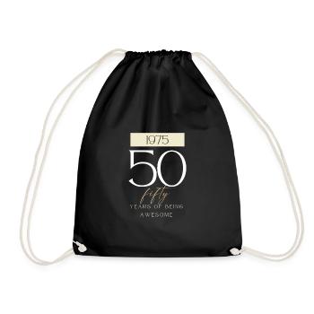 50th Birthday Years of Being Awesome 1975 Gift - Drawstring Bag - black - Front