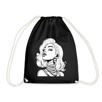 Graphic motif "Comic face" - Drawstring Bag - black - Front