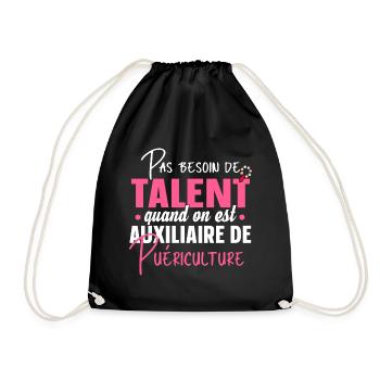 Auxiliaire de puériculture Puéricultrice Métier - Sac de sport léger - noir - Devant