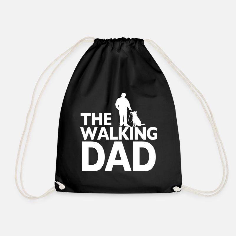 The Walking Dad Dog Owner Owner - Drawstring Bag - black