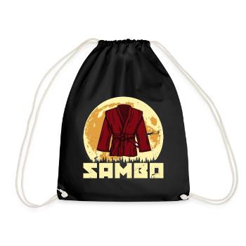 Sambo martial artists wrestling Russian martial art - Drawstring Bag - black - Front