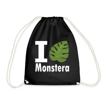 I love Monstera - Turnbeutel - Schwarz - Vorne