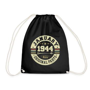 January 1944 - Geburtstag im Januar 1944 - Turnbeutel - Schwarz - Vorne