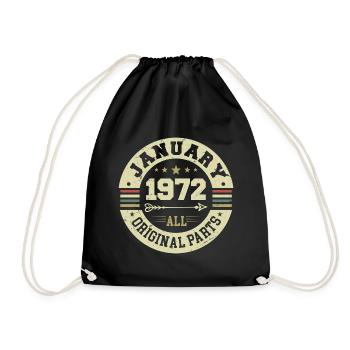 January 1972 - Geburtstag im Januar 1972 - Turnbeutel - Schwarz - Vorne
