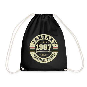 January 1987 - Geburtstag im Januar 1987 - Turnbeutel - Schwarz - Vorne