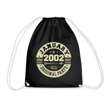 Janvier 2002 - Anniversaire en janvier 2002 - Sac de sport léger - noir - Devant