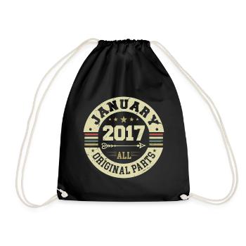 January 2017 - Geburtstag im Januar 2017 - Turnbeutel - Schwarz - Vorne