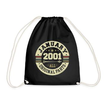 January 2001 - Geburtstag im Januar 2001 - Turnbeutel - Schwarz - Vorne
