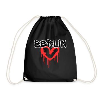 Berlin Graffiti Heart - Drawstring Bag - black - Front