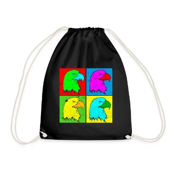Adler Adlerkopf Vier Farben Tshirt - Turnbeutel - Schwarz - Vorne