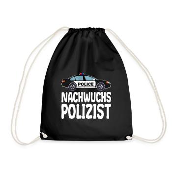 Nachwuchs Polizist Polizei Polizeiauto für Kinder - Turnbeutel - Schwarz - Vorne