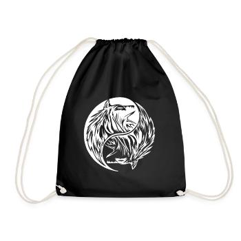 two wolves that form Yin Yang Shirt Design - Turnbeutel - Schwarz - Vorne