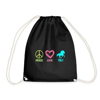 Tölt Islandpferd Isländer Pferd Peace Love - Turnbeutel - Schwarz - Vorne