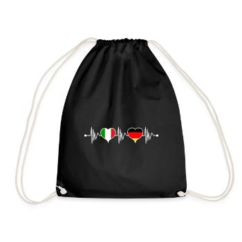 Germany Italy heartbeat for Italians - Drawstring Bag - black - Front