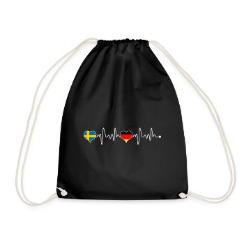 Drapeau de battement de coeur Suède Suède Allemagne - Sac de sport léger - noir - Devant