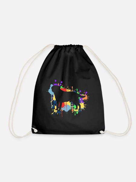 The beautiful & happy colored rainbow labrador - Drawstring Bag - black