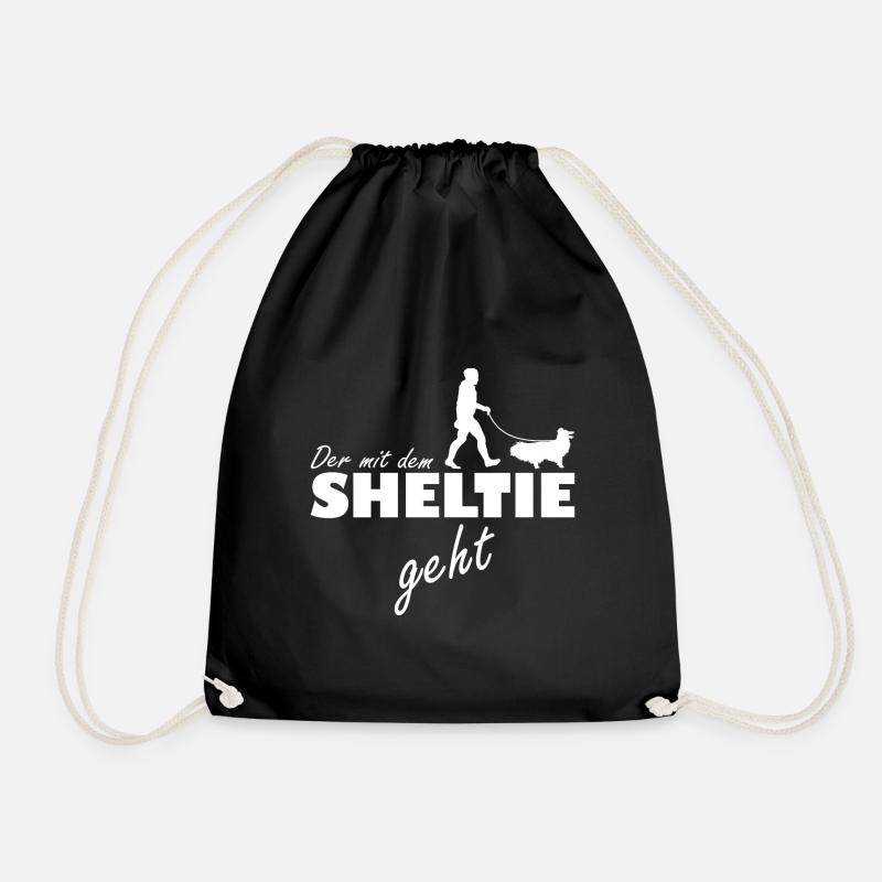 Shetland Sheepdog Der Mann der mit Sheltie geht - Turnbeutel - Schwarz
