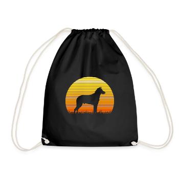 Kurzhaarcollie Kurzhaar Collie Umriss Sonne Retro - Turnbeutel - Schwarz - Vorne
