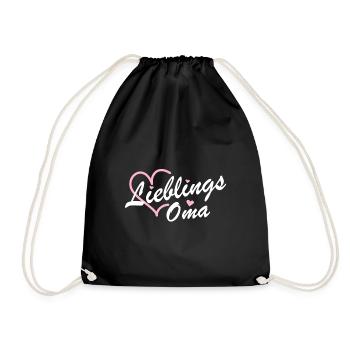 Lieblings Oma Herz Pink Geschenk für Muttertag - Turnbeutel - Schwarz - Vorne