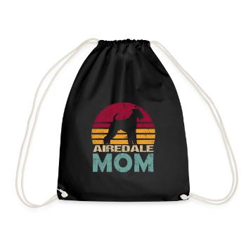 Airedale Terrier Mom Retro Grunge pour maman - Sac de sport léger - noir - Devant