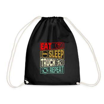 Truck driver truck driver Eat Sleep saying retro - Drawstring Bag - black - Front