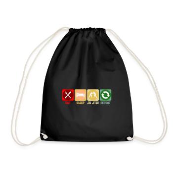 Jiu Jitsu Kampfkunst Eat Sleep Retro Spruch Lustig - Turnbeutel - Schwarz - Vorne