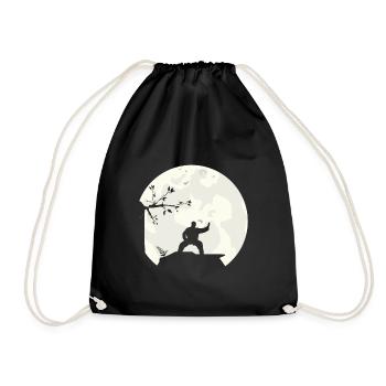 Tai Chi Shadow Boxing Full Moon Moon Silhouette - Drawstring Bag - black - Front